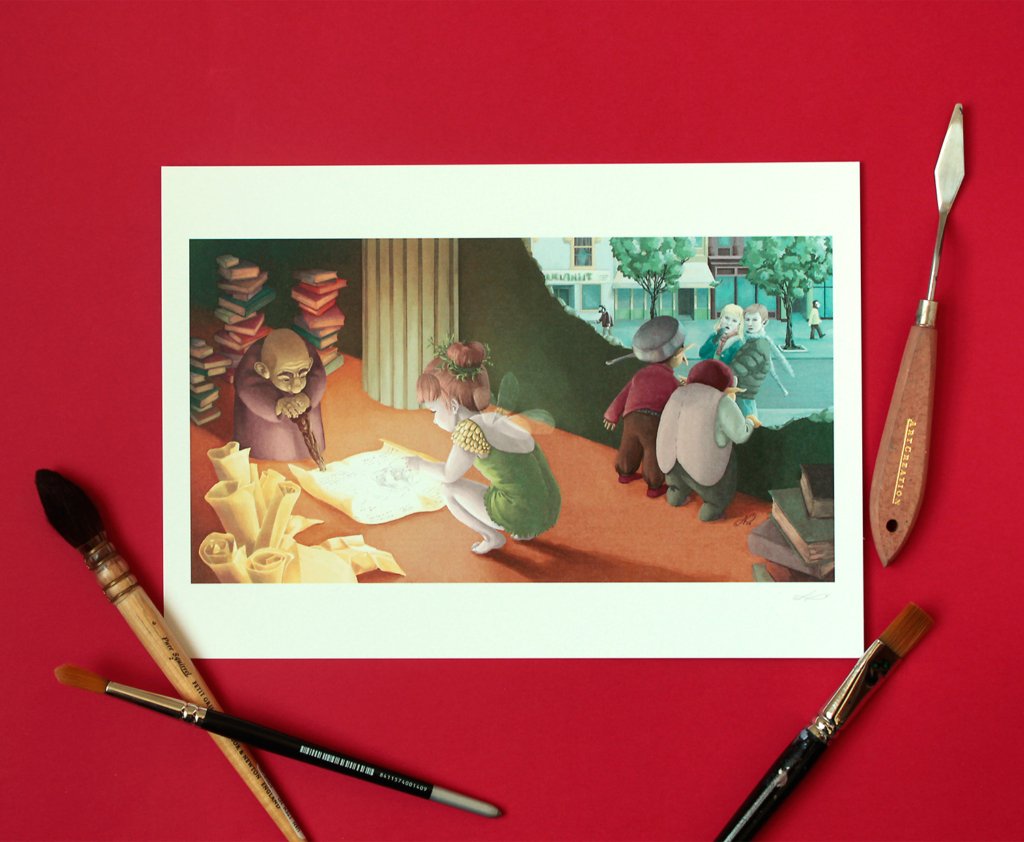 Feed Your Imagination III illustration print with brushes