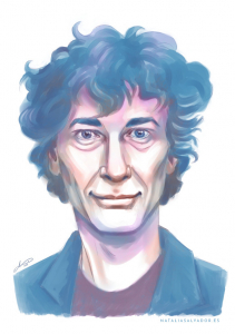 Neil Gaiman digital portrait in color