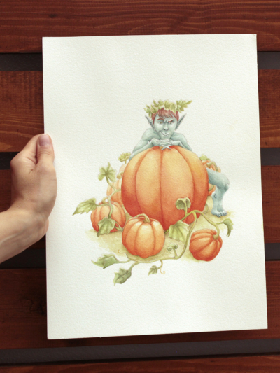 Pumpkin goblin original drawing